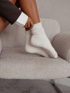 Dámske froté ponožky bez tlaku - ecru