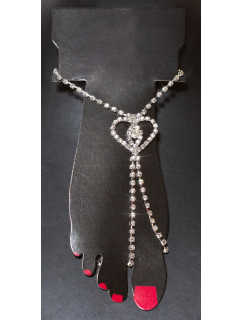Trendy toe necklace with rhinestone heart