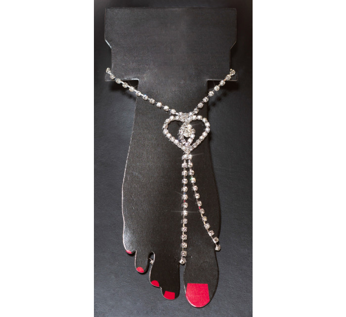 Trendy toe necklace with rhinestone heart