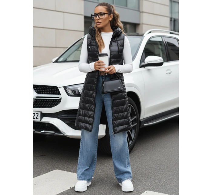 Dámska prešívaná vesta s kapucňou čierna FashionStreet TY5255