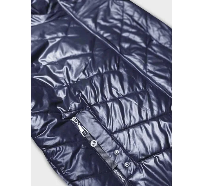 Tmavě modrá dámská bunda s asymetrickým zipem model 19401024 - S'WEST