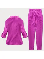 Dámsky nohavicový kostým vo fuchsiovej farbe (X22-356X)