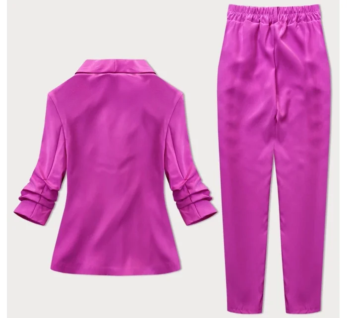 Dámsky nohavicový kostým vo fuchsiovej farbe (X22-356X)