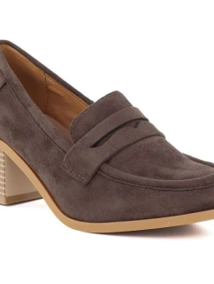 Dámske semišové čižmy na podpätku hnedé M.Daszynski MR2201D-3A