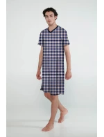 Vamp - Bavlnená kockovaná pánska nočná košeľa 20624 - Vamp Vamp - Bavlnená kockovaná pánska nočná košeľa 20624 - Vamp