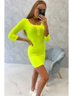 Šaty s gombíkovým výstrihom žlté neónové