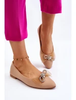 Damskie Baleriny W Szpic Z Ozdobną Kokardą Ciemnobeżowe Luminous Damskie Baleriny W Szpic Z Ozdobną Kokardą Ciemnobeżowe Luminous