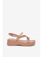 Dámské Sandály Na Platformě S Pásky Béžové model 21702591 - Boto