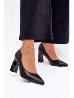 Dámské lodičky na podpatku model 21704941 černé - VINCEZA