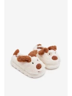 Dětské chlupaté bačkory pejskové hnědé Farnise