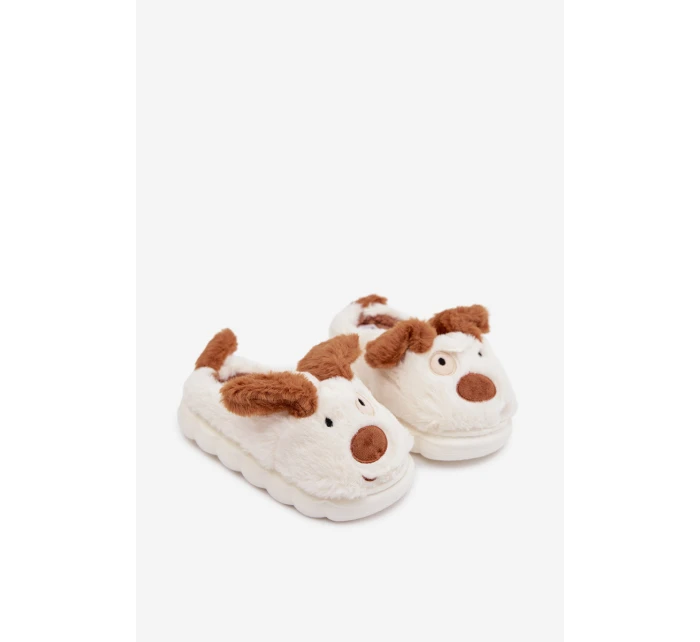 Dětské chlupaté bačkory pejskové hnědé Farnise