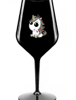 DUHOVÝ JEDNOROŽEC - černá nerozbitná sklenice na víno 470 ml
