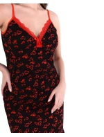 Dámská košilka model 19001976 černá se srdíčky - Karol Dámská košilka model 19001976 černá se srdíčky - Karol