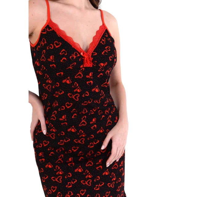 Dámská košilka model 19001976 černá se srdíčky - Karol Dámská košilka model 19001976 černá se srdíčky - Karol