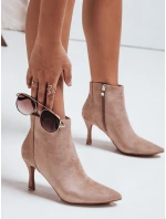 FashionStreet béžové semišové čižmy na podpätku ZY1031 FashionStreet béžové semišové čižmy na podpätku ZY1031