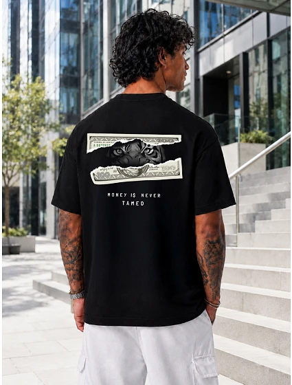 Pánske tričko oversize Money Is Never Tamed black FashionStreet NX4013R
