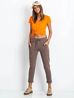 Dámske pletené chino nohavice čokoládové (3589.62)