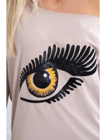 Halenka s potiskem a delšími zády béžová Halenka s potiskem a delšími zády béžová