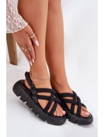 Dámské sandály na platformě se pásky černé model 21696142 - Boto Dámské sandály na platformě se pásky černé model 21696142 - Boto