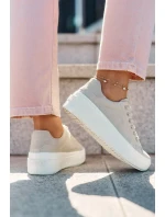 Dámske textilné tenisky na platforme Big Star - béžové Dámske textilné tenisky na platforme Big Star - béžové