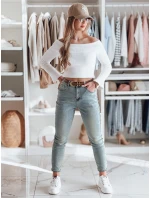 Dámské džínové kalhoty slim fit s páskem modré Dstreet model 21985310 - FashionStreet