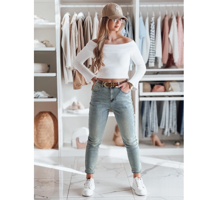 Dámské džínové kalhoty slim fit s páskem modré Dstreet model 21985310 - FashionStreet