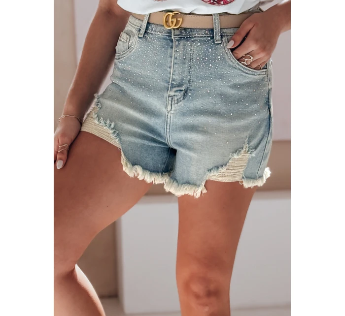 Dámské džínové šortky se zirkony A STAR modré Dstreet model 21987647 - FashionStreet