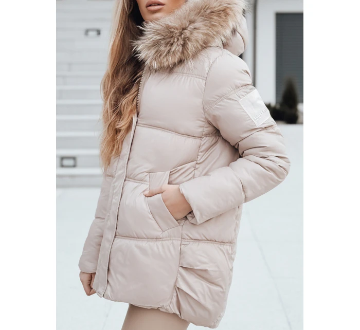 Dámská prošívaná zimní bunda s kapucí béžová Dstreet model 21994841 - FashionStreet Dámská prošívaná zimní bunda s kapucí béžová Dstreet model 21994841 - FashionStreet