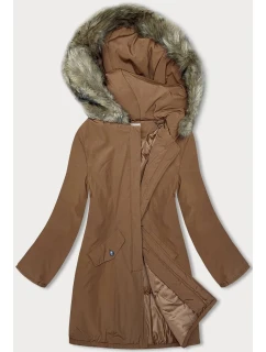 Dámska zimná bunda v karamelovej farbe (M-R45)
