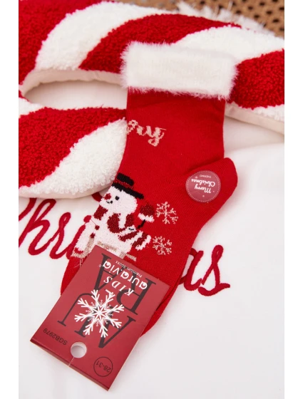 Dětské vánoční ponožky s kožíškem a  alpaka červené model 21786767 - Aura.via