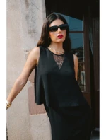 Šaty s vsadkou černé model 21470647 - STYLOVE