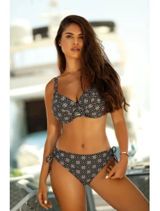 Dámske dvojdielne plavky Barbados 12 S933BA12-3 čierne s geometrickým vzorom - Self