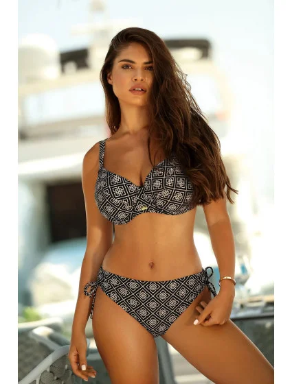 Dámske dvojdielne plavky Barbados 12 S933BA12-3 čierne s geometrickým vzorom - Self
