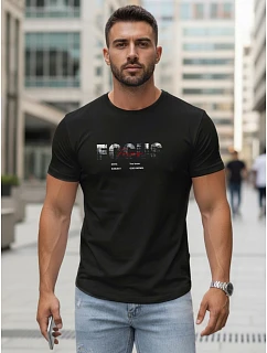 Pánske tričko s veľkým nápisom, bavlnené, čierne, FashionStreet NX5137R