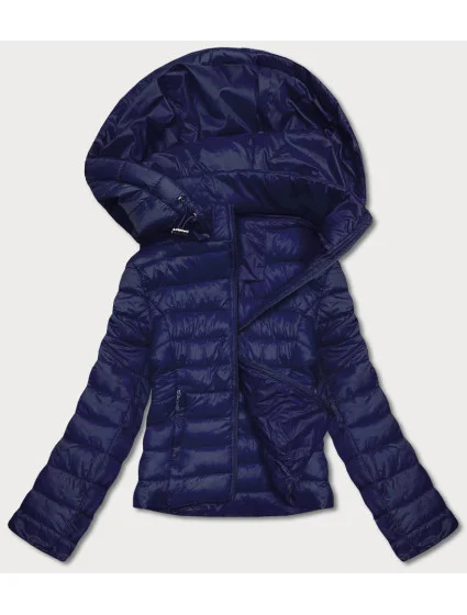 Tmavomodrá dámska prešívaná bunda pre prechodné obdobie (23M9001-221)