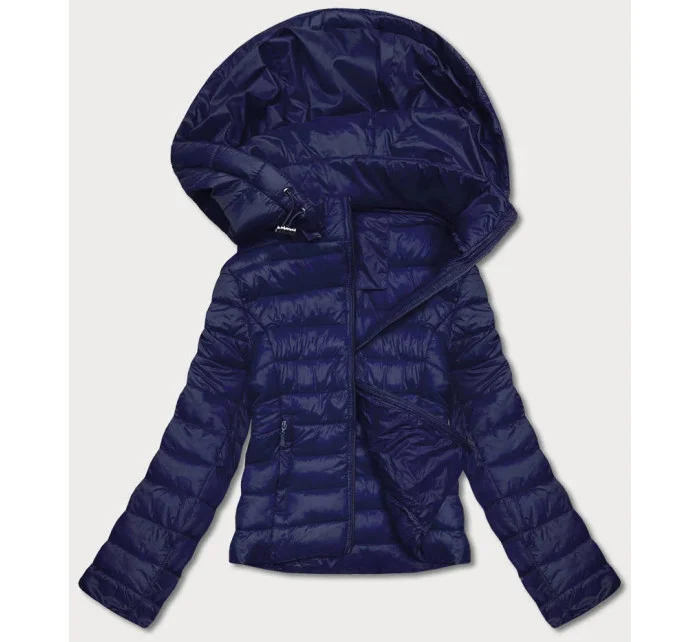 Tmavomodrá dámska prešívaná bunda pre prechodné obdobie (23M9001-221)