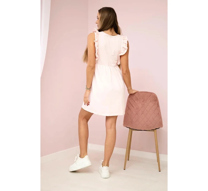 Šaty s volánky na bocích tmavě pudrově růžové