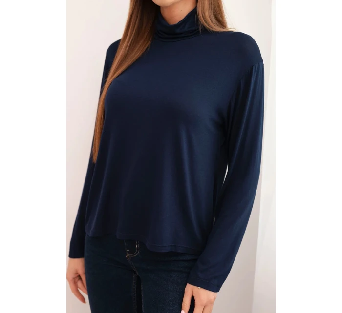 Dámska viskózna blúzka s rolákom a dlhými rukávmi granátová