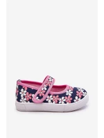 Dziecięce Baleriny W Kwiatuszki Granatowo-Różowe Noah Dziecięce Baleriny W Kwiatuszki Granatowo-Różowe Noah