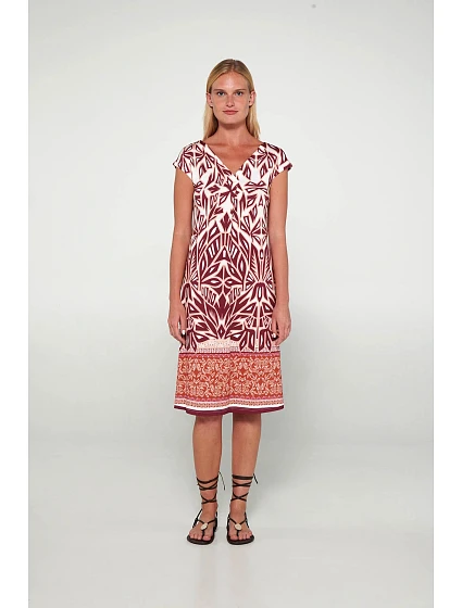 Dámské plážové šaty s krátkými rukávy model 20482101 318 vínová vzor - Vamp