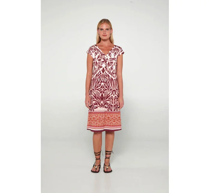 Dámske plážové šaty s krátkymi rukávmi 20488 318 bordový vzor - Vamp
