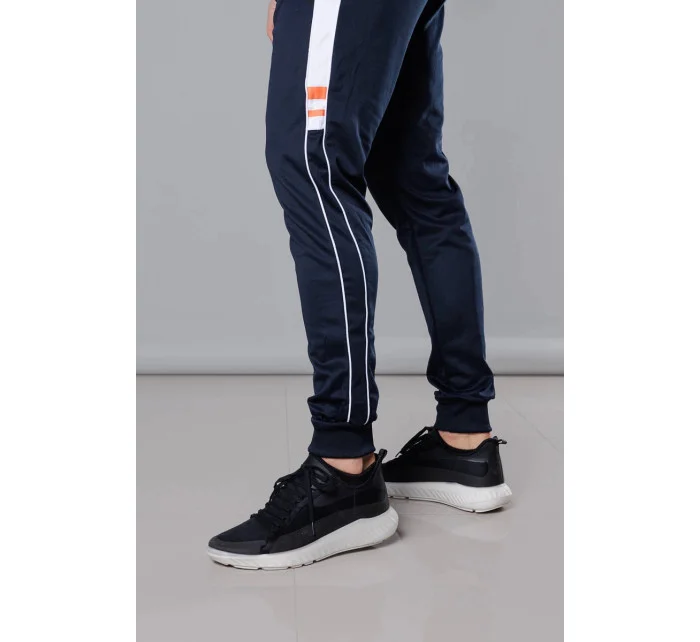 Pánske tepláky s prúžkami tmavomodré (8K161)