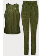 Športový komplet v olivovej farbe - top a legíny (YW88037-7)