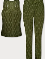 Olivový športový top a legíny (YW88037-7)