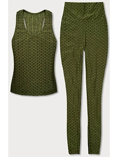 Sportovní komplet v olivové barvě top a legíny model 18433390 - J.STYLE