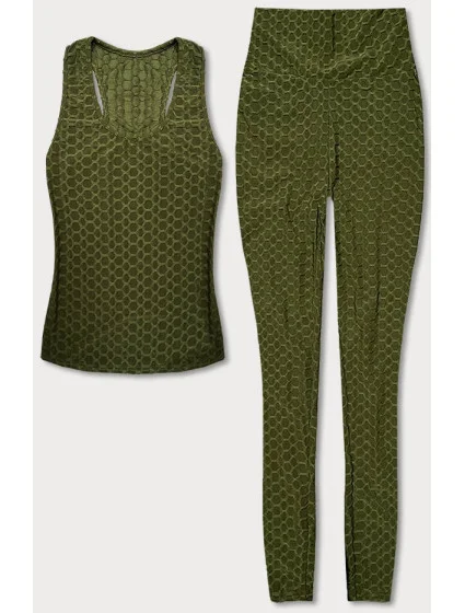 Športový komplet v olivovej farbe - top a legíny (YW88037-7)