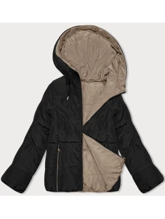 Dámska krátka obojstranná bunda S'west black and beige (B8182-1012)