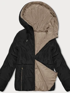 Černobéžová krátká oboustranná dámská bunda model 21247423 - S'WEST