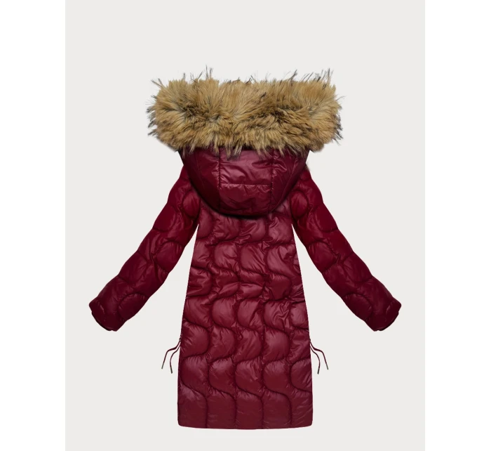 Dámska bordová bunda s ozdobným prešívaním J Style (5M3351-1)