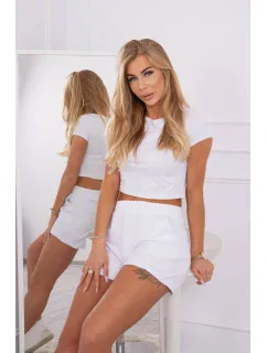 Bavlnená súprava so šortkami biela